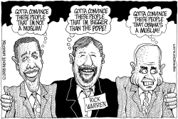OBAMA MCCAIN AND PASTOR RICK by Monte Wolverton