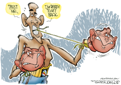 OBAMA LACES UP  by John Cole