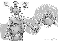 OBAMA LACES UP by John Cole