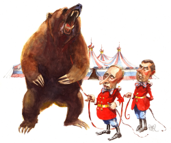 PUTIN AND MEDVEDEV SHOWING A CAVE BEAR by Riber Hansson