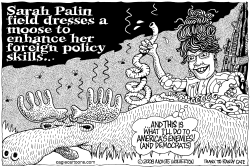 PALIN FIELD DRESSES FOREIGN POLICY by Monte Wolverton