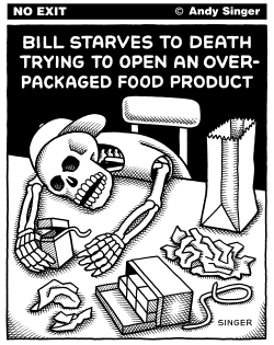 OVERPACKAGED FOOD KILLS by Andy Singer