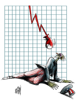 UNCLE SAM SOCKED BY STOCK MARKET  by Angel Boligan
