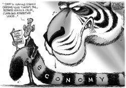 ECONOMIC TIGER BY THE TAIL BW by John Cole