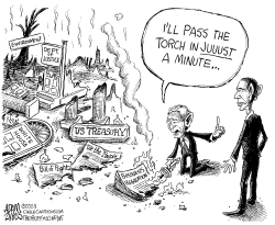 BUSH PASSING THE TORCH by Adam Zyglis