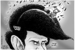 OBAMA AND BLAGOJEVICH BW by John Cole