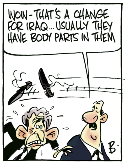 BUSH DODGES SHOES IN IRAQ by Peter Broelman