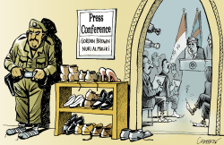 PREVENTING THE SHOE THREAT by Patrick Chappatte