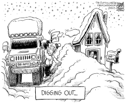DIGGING OUT BIG AUTO by Adam Zyglis