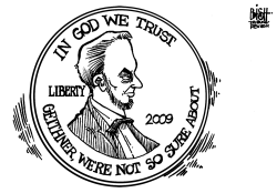 IN GOD WE TRUST; GEITHNER, HOWEVER, B/W by Randy Bish
