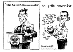 OBAMA AND HIS BLACKBERRY by Jimmy Margulies