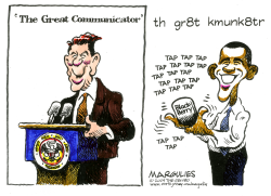 OBAMA AND HIS BLACKBERRY  by Jimmy Margulies