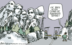 BLAGOJEVICH ON RUSHMORE  by Mike Keefe