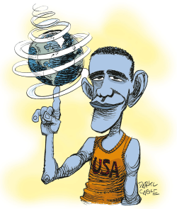 BLUE OBAMA FOR CAGLE COLUMN ILLUSTRATION by Daryl Cagle
