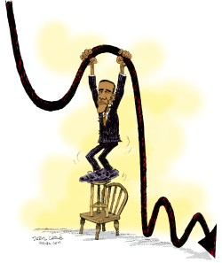OBAMA WORKS TO LIFT THE ECONOMY  by Daryl Cagle