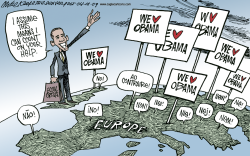 OBAMA IN EUROPE  by Mike Keefe