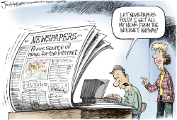 FOLDING NEWSPAPERS- by Joe Heller