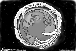 FOSSIL FUEL HAND BW by Steve Greenberg