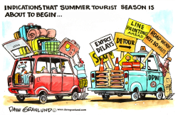 TOURIST TRAVEL AND ROAD WORK by Dave Granlund