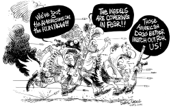 IRAQIS ON THE RUN by Daryl Cagle