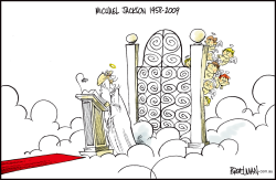 MICHAEL JACKSON AT THE PEARLY GATES by Peter Broelman
