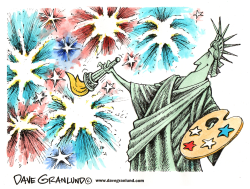 JULY 4TH AND MISS LIBERTY by Dave Granlund