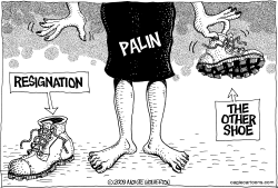 PALIN WAITING FOR THE OTHER SHOE TO DROP by Monte Wolverton
