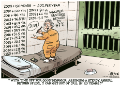 BERNIE MADOFF CALCULATES HIS RELEASE DATE- by R.J. Matson