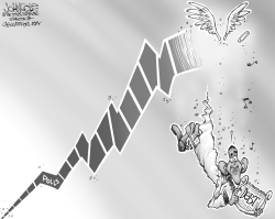 OBAMA FALLS IN POLLS BW by John Cole