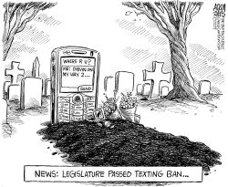 STATE TEXT MESSAGING BAN by Adam Zyglis