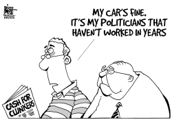 CLUNKERS AND POLITICIANS, B/W by Randy Bish