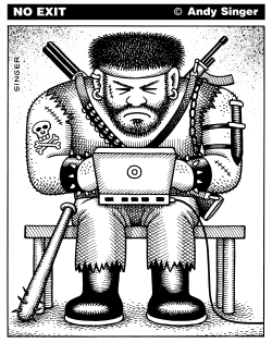 KILLER WITH LAPTOP COMPUTER by Andy Singer