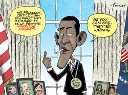 OBAMA LIFTS A FINGER FOR GAY MARRIAGE by Rob Tornoe