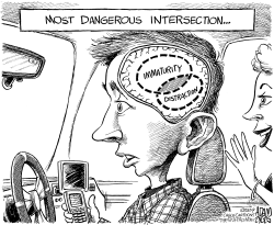 DISTRACTED TEEN DRIVERS by Adam Zyglis