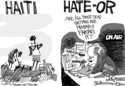 Limbaugh Hating Haiti by Pat Bagley