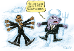 OBAMA AND GOP SNOW ANGELS  by Daryl Cagle