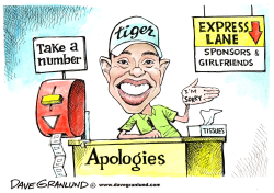 APOLOGIES FROM TIGER WOODS by Dave Granlund