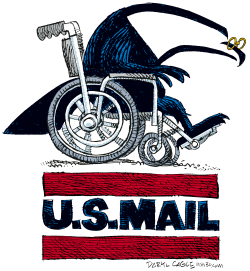 CRIPPLED OLD US MAIL SERVICE  by Daryl Cagle