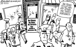 GUNS OK AT STARBUCKS  by Mike Keefe