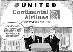 UNITED/CONTINE- NTAL AIRLINES MERGER by Bob Englehart
