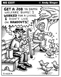 WELFARE PIGEONS by Andy Singer