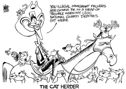 OBAMA THE CAT HERDER, B/W by Randy Bish