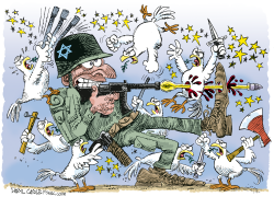 ISRAEL BATTERED BY PEACE PROTESTS  by Daryl Cagle