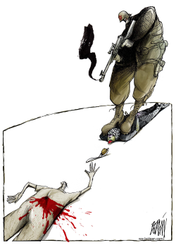 ISRAEL KILLS GAZA AID ACTIVISTS by Angel Boligan