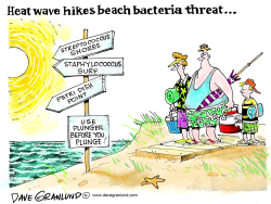 HEAT WAVE AND BEACH BACTERIA by Dave Granlund