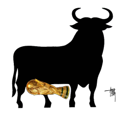 SPANISH BULL AND FIFA WORLD CUP by Arend Van Dam