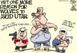 LOCAL PIGS AND WOLF by Pat Bagley