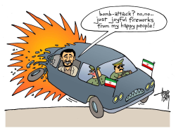 AHMADINEJAD AND EXPLOSION by Arend Van Dam