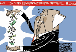 FOX GIVES MILLION TO GOP  by David Fitzsimmons