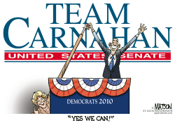 LOCAL MO- SENATE CANDIDATE CARNAHAN AVOIDS OBAMA by R.J. Matson